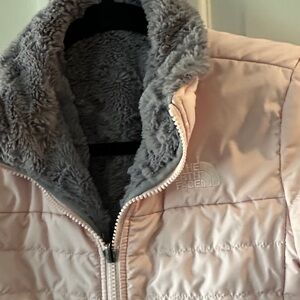 The North Face Kids Light Pink and Gray Puffer Jacket